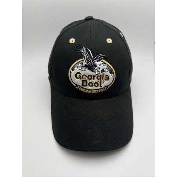 Georgia Boot Since 1937 Hat Cap Hardest Working Black Strapback Adult GR7 - Picture 1 of 5